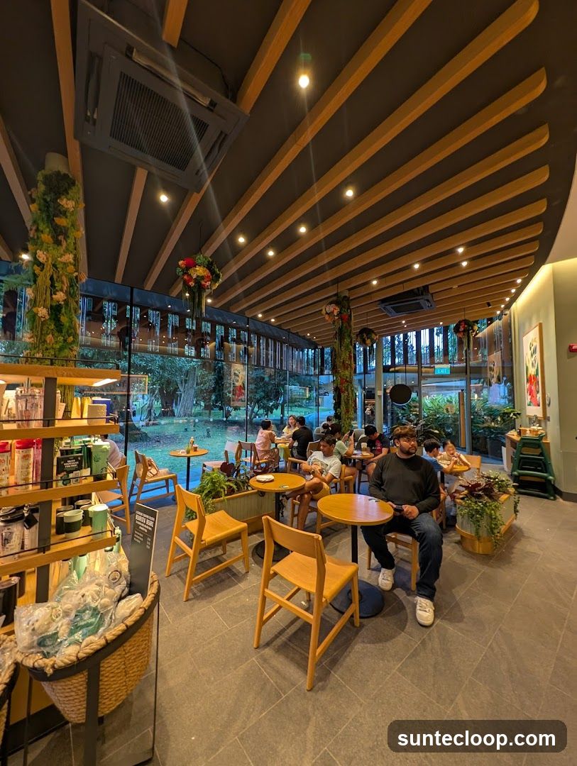 Interior of a cafe with customers