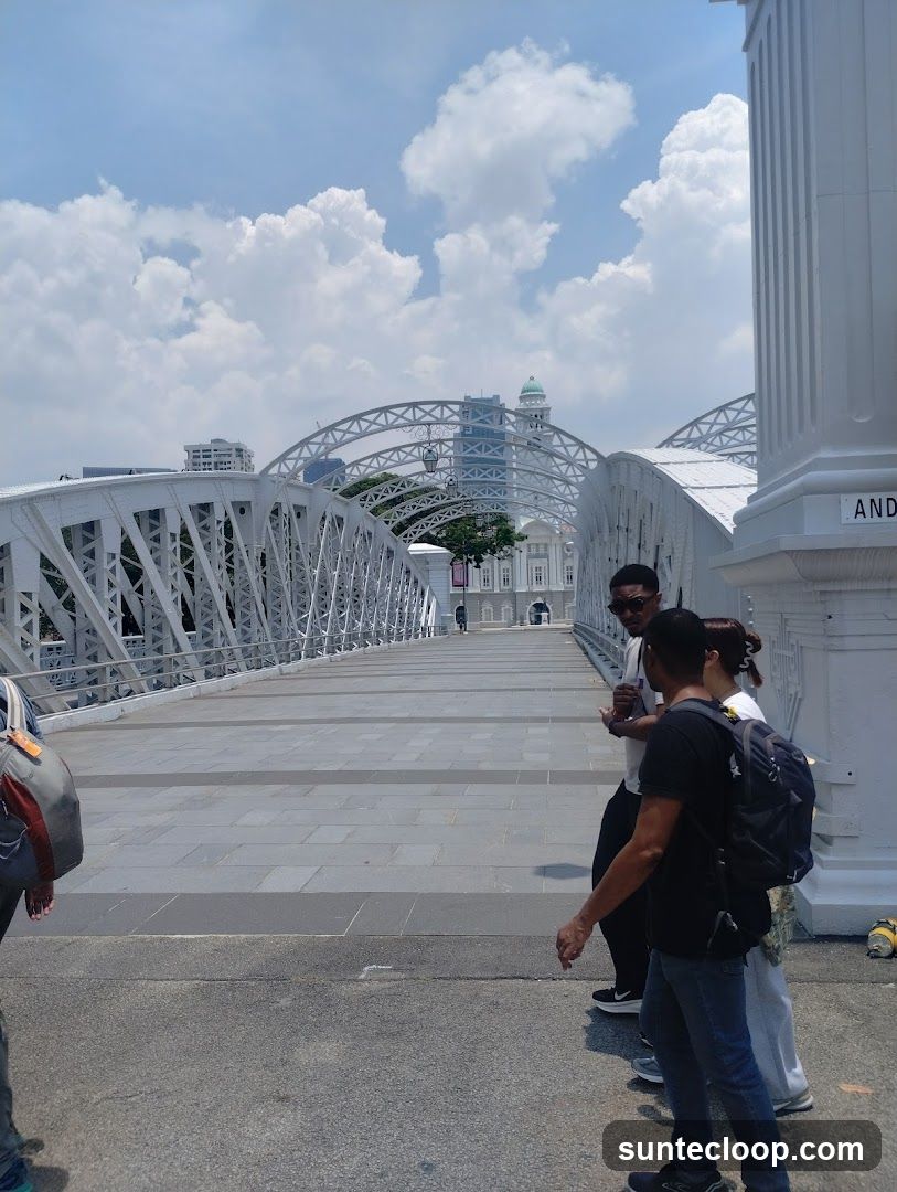 People walking on a bridge