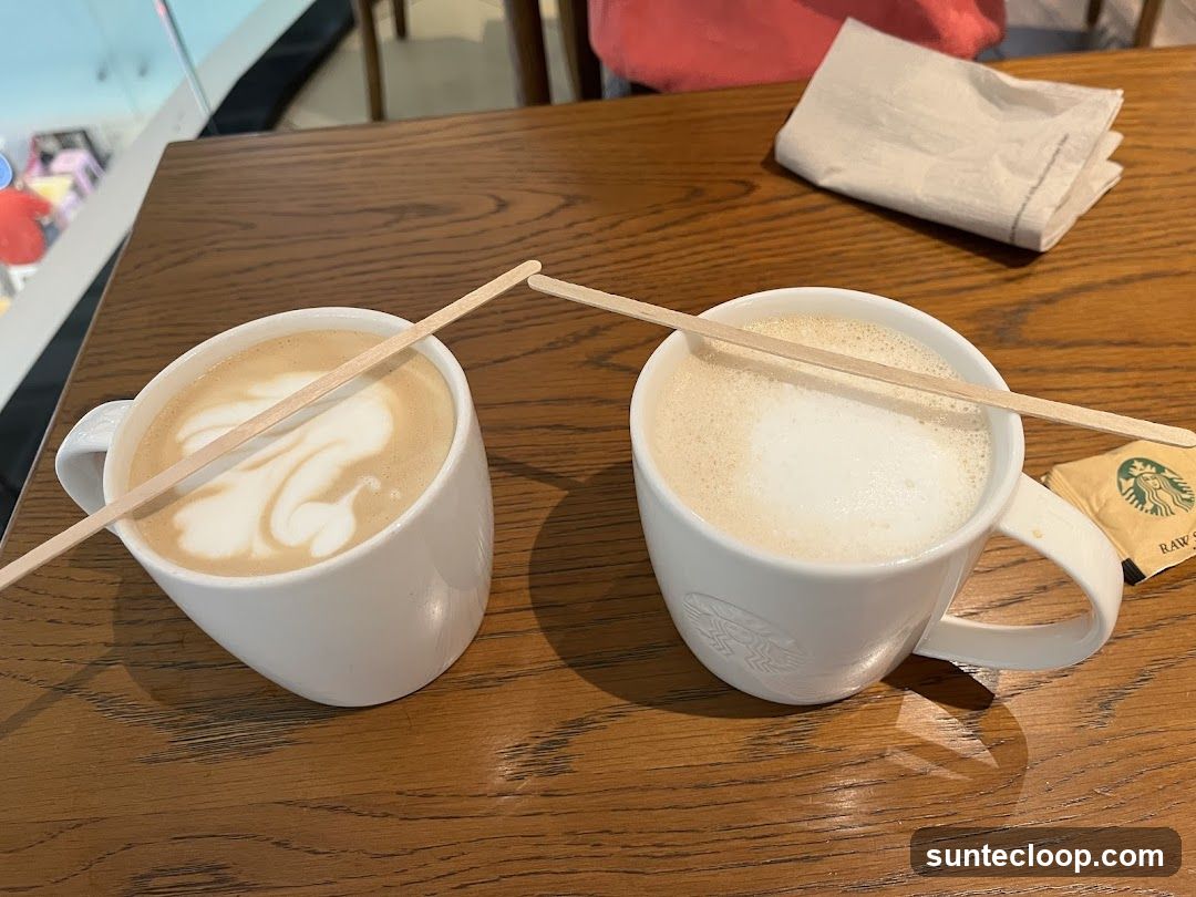Two Lattes with Latte Art