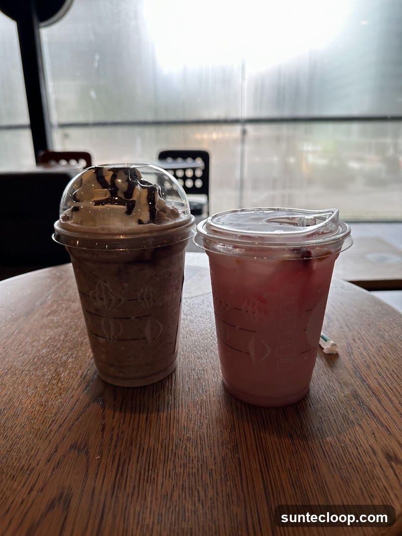 Two drinks on a table