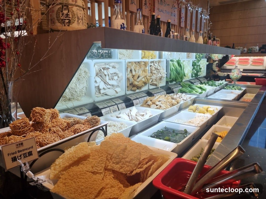 Buffet Display with Various Food Items