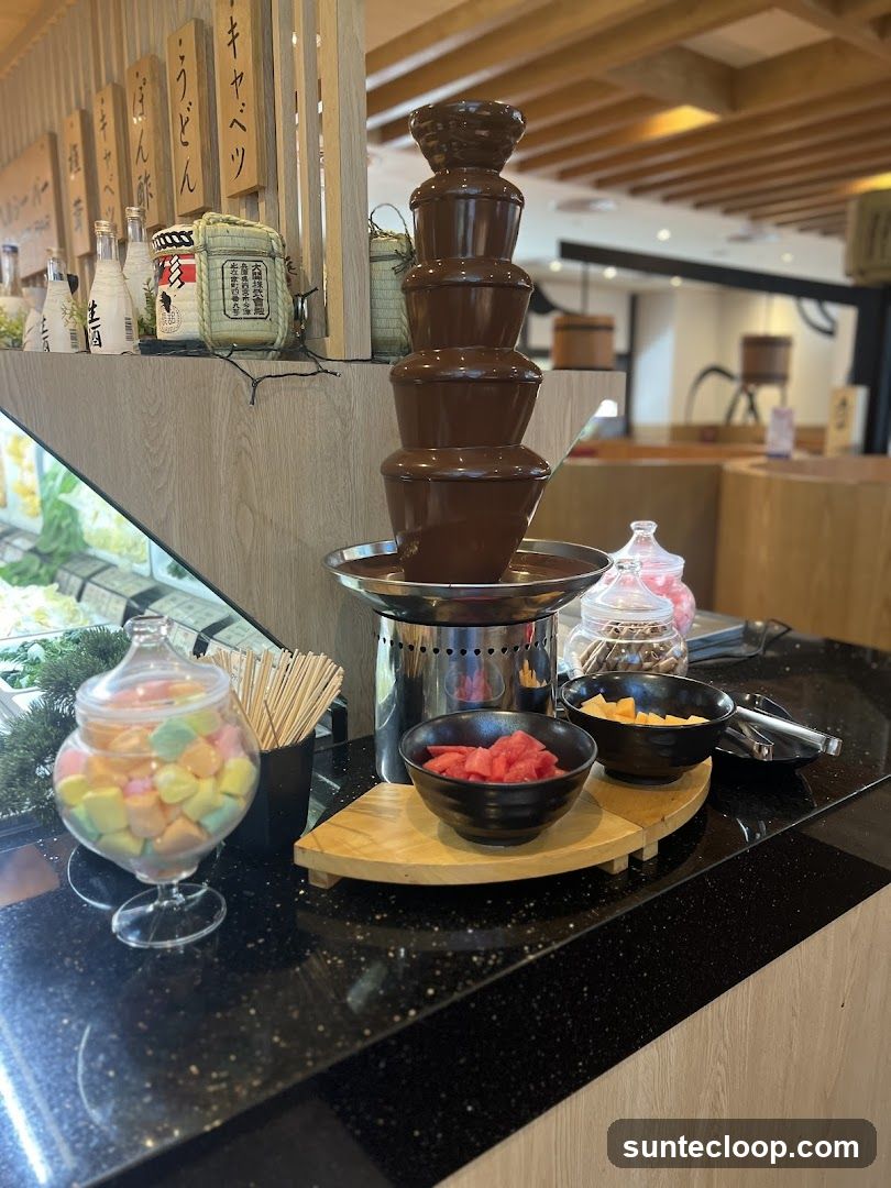 Chocolate Fountain with Fruit and Marshmallows
