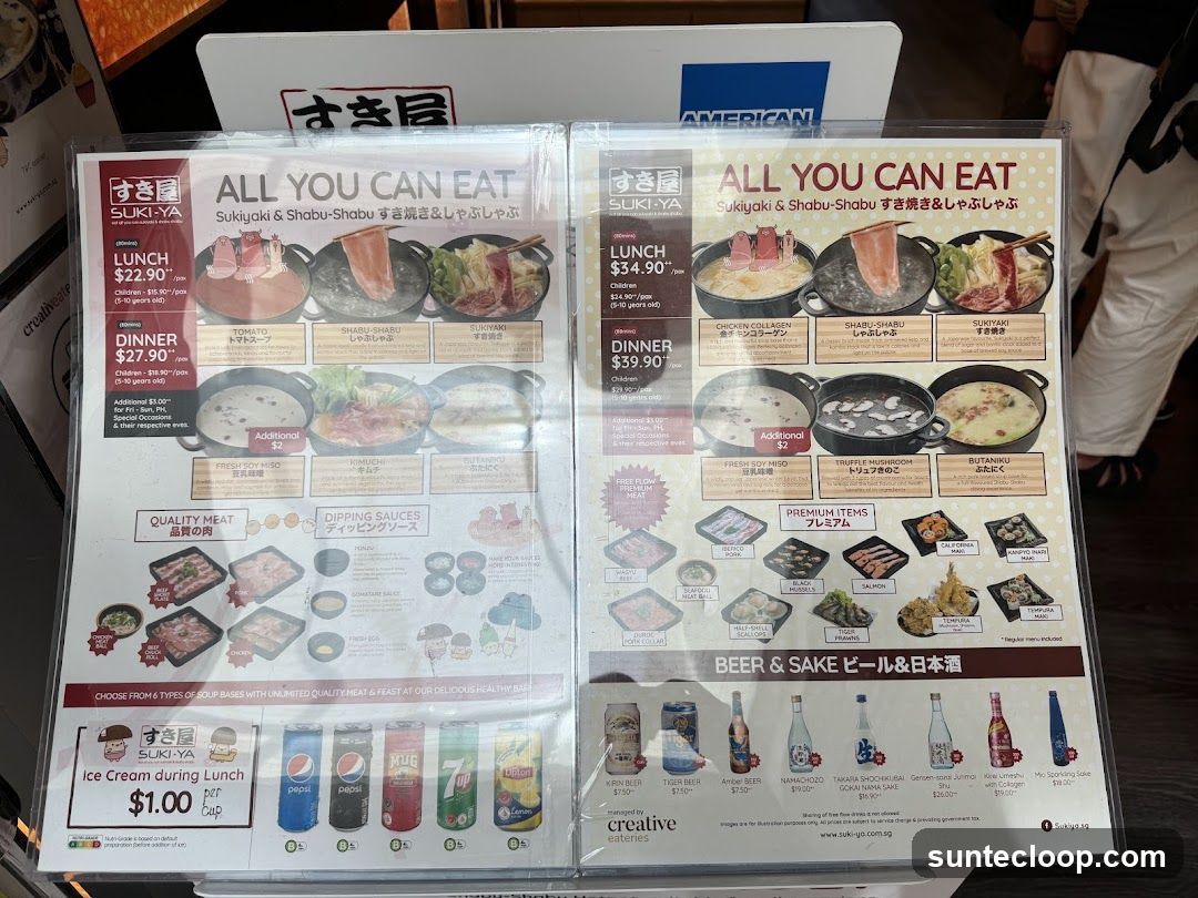 SUKI-YA ALL YOU CAN EAT Sukiyaki & Shabu-Shabu Menu