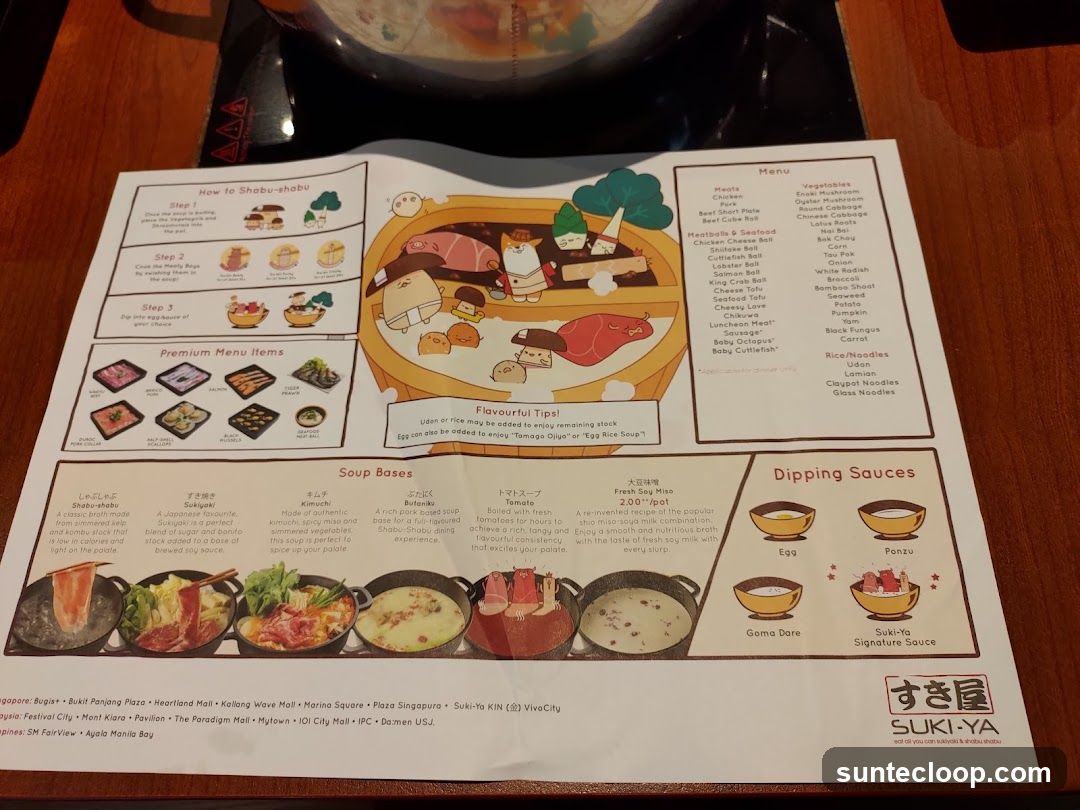 SUKI-YA Menu