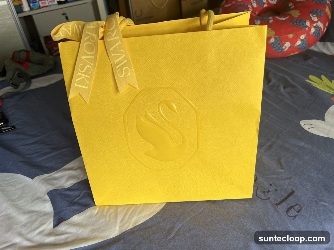 Yellow Shopping Bag with Swarovski Logo