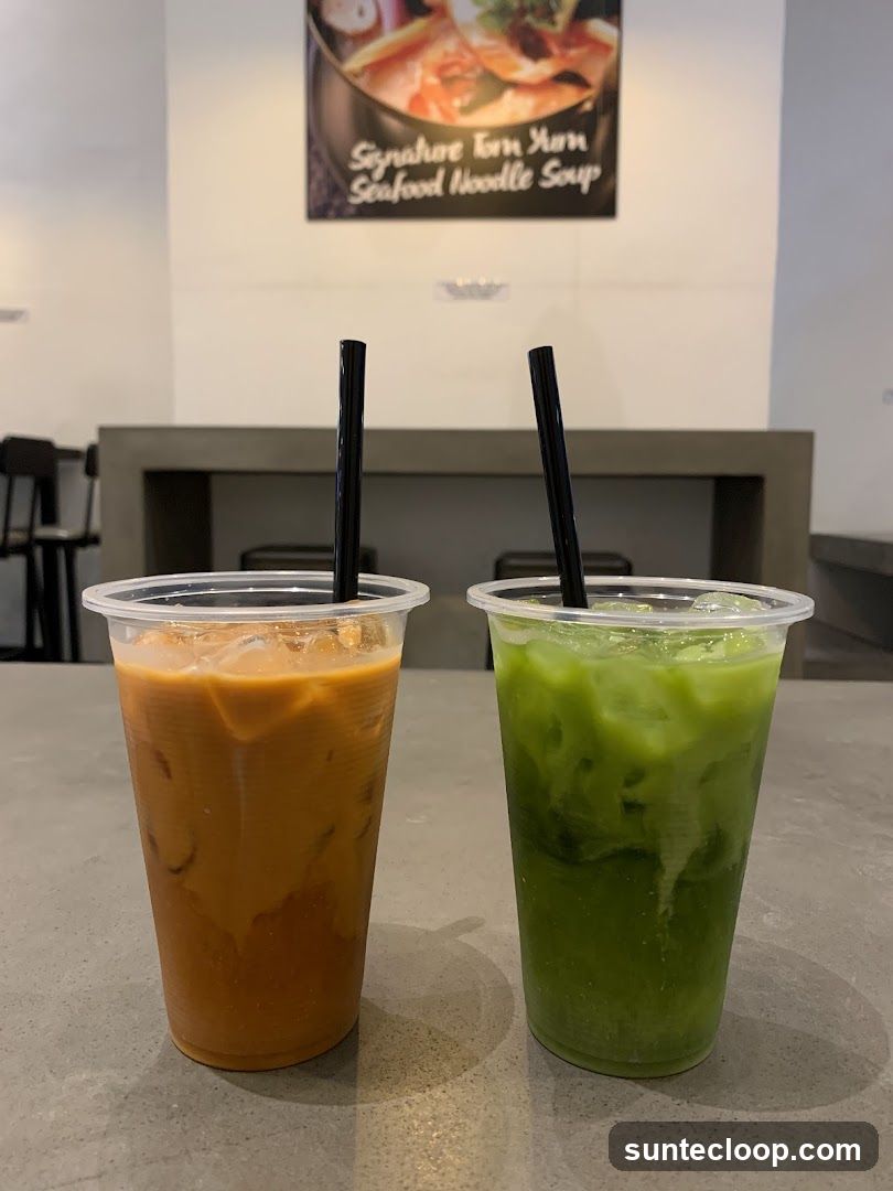 Two iced drinks on a table