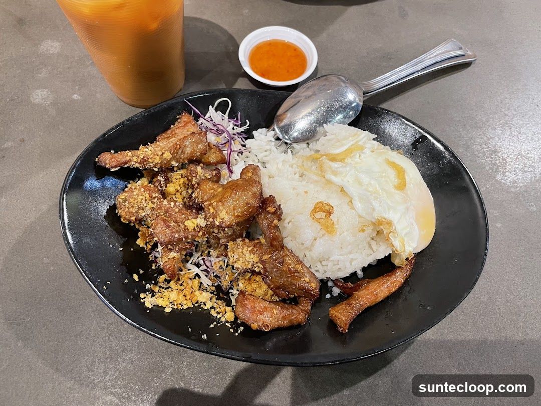 Garlic Pork with Rice and Egg