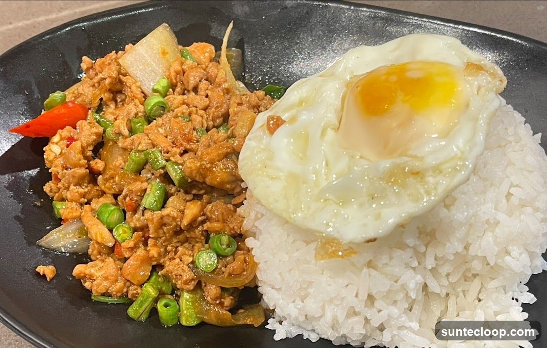 Spicy Minced Meat with Rice and Fried Egg