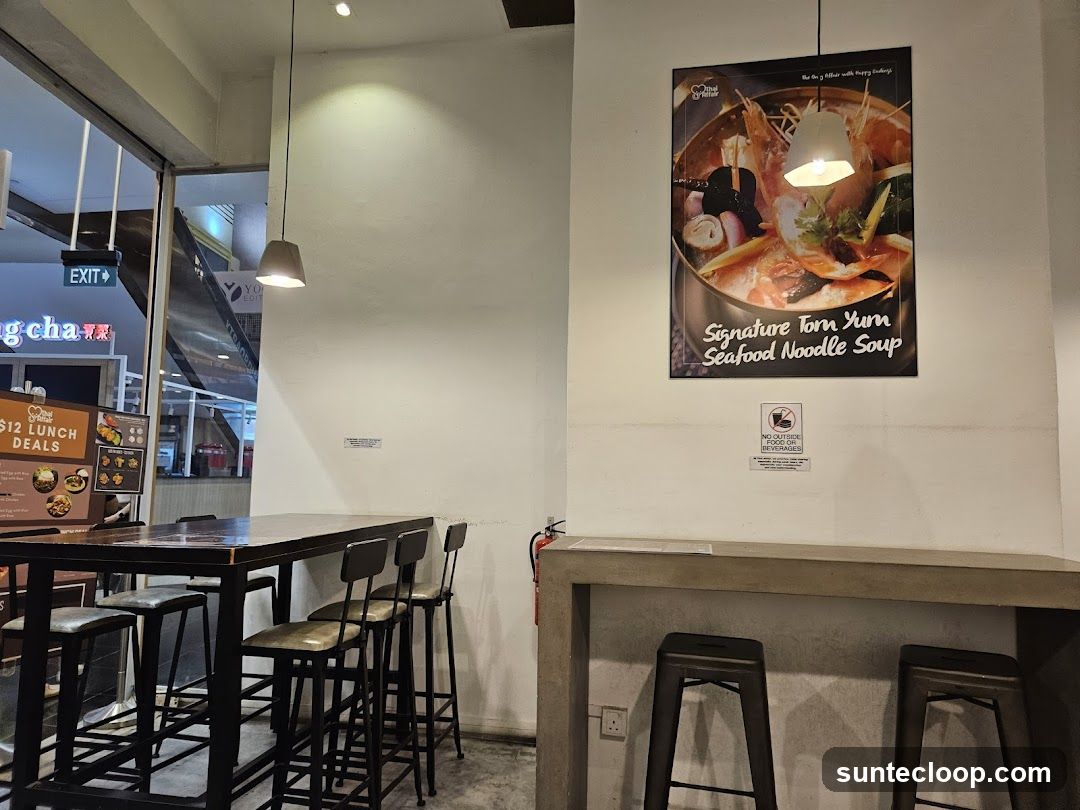 Restaurant Interior with Tom Yum Soup Poster
