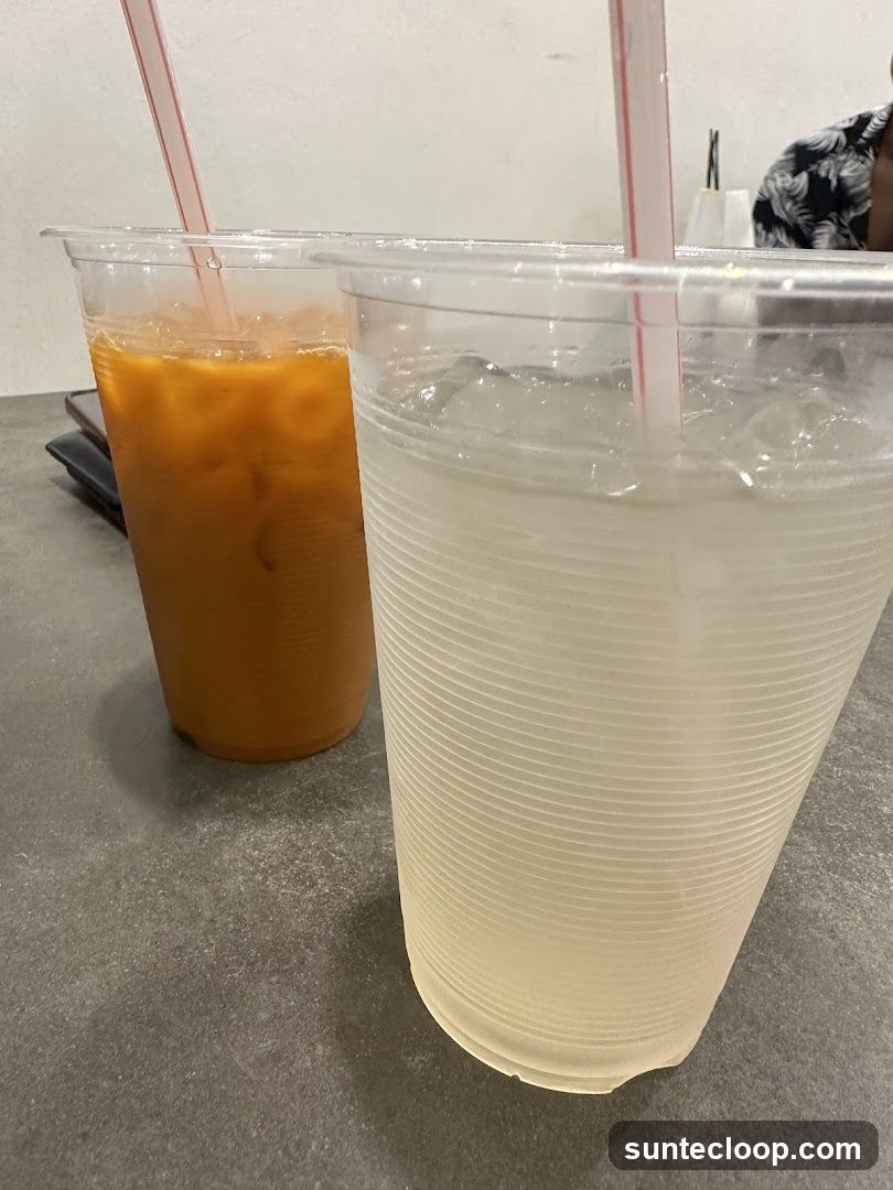 Two drinks on a table