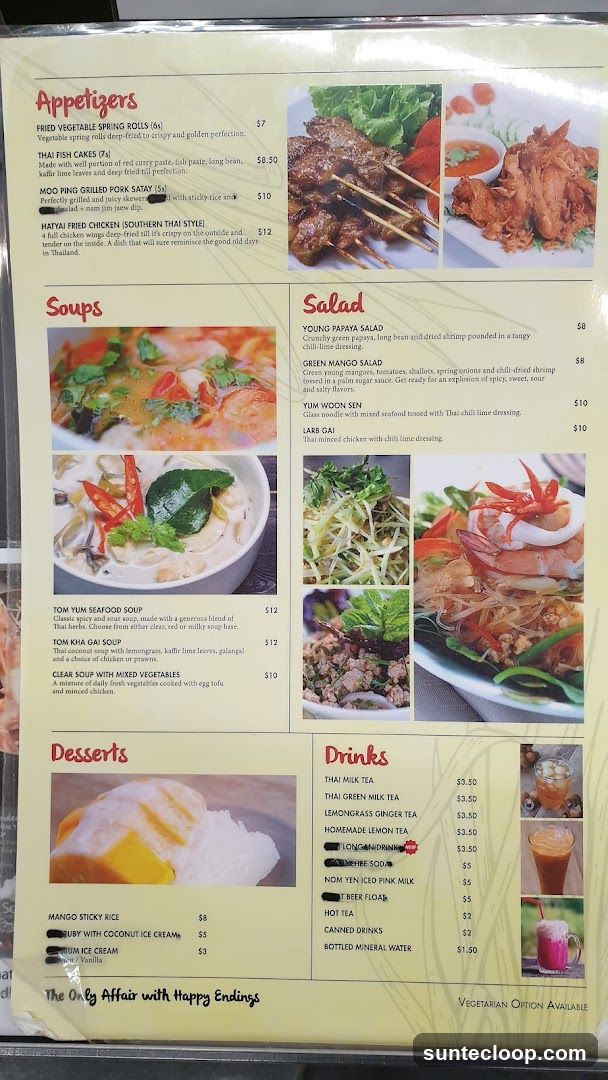 Thai Restaurant Menu
