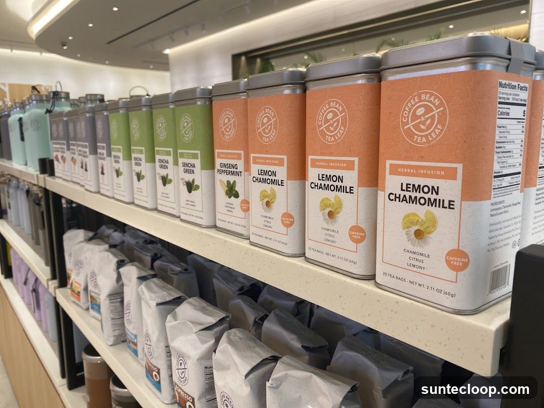 Tea and Coffee Products on Shelves