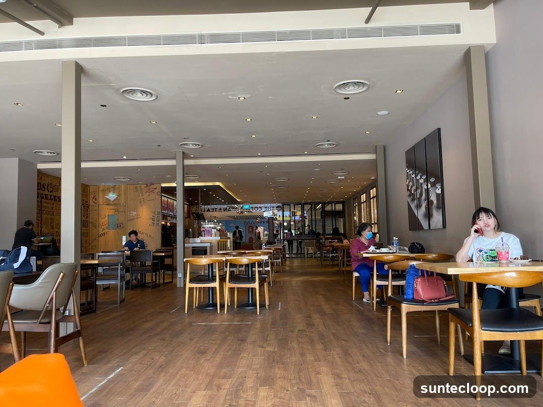 Interior of a cafe with customers