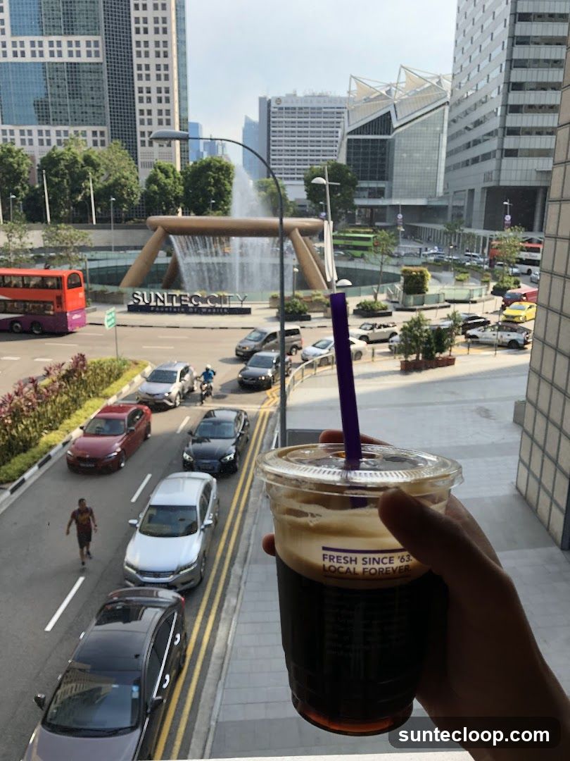 Coffee cup with city view