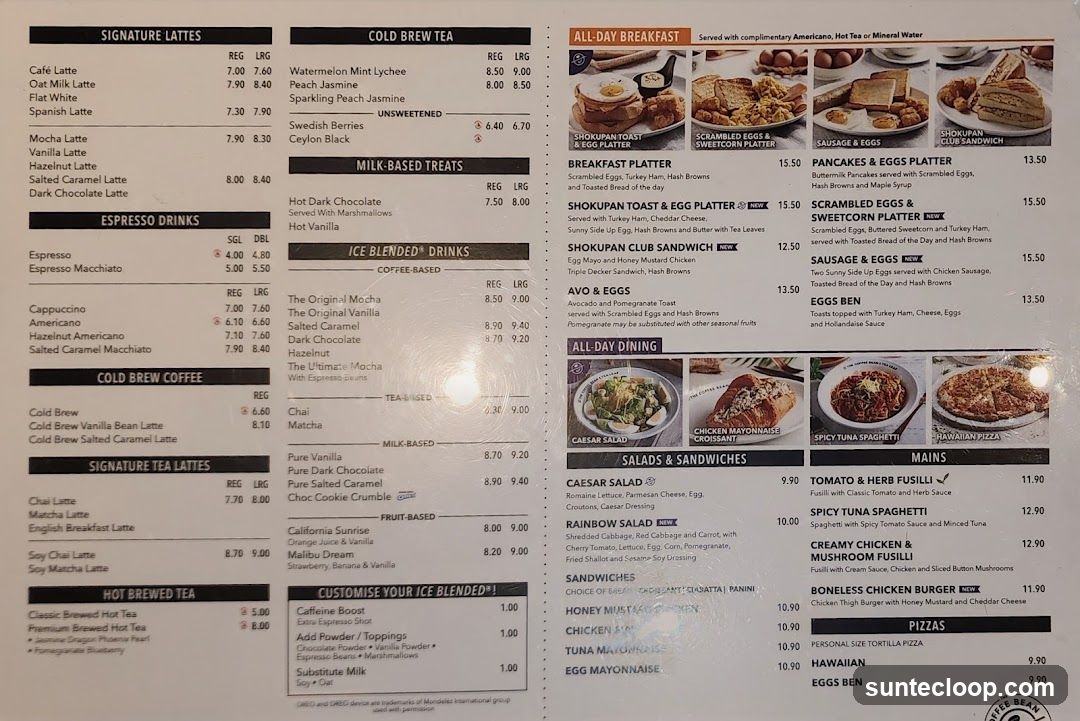 The Coffee Bean & Tea Leaf Menu