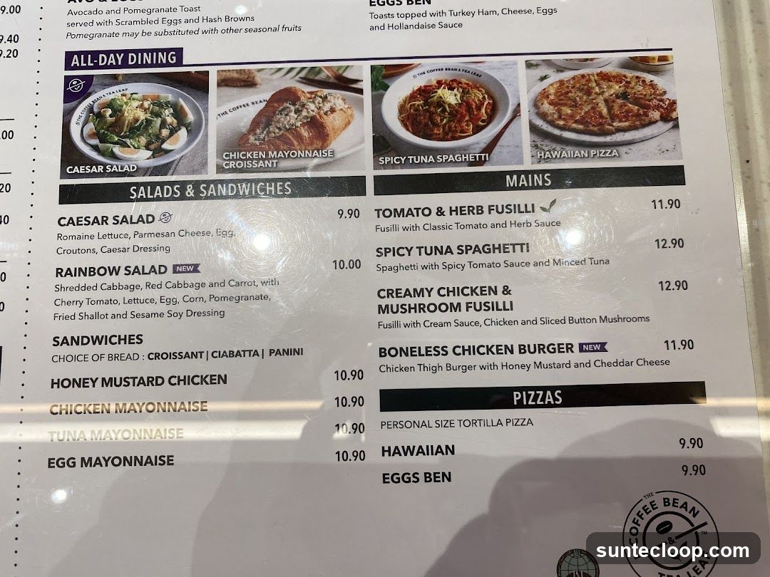 The Coffee Bean & Tea Leaf Menu