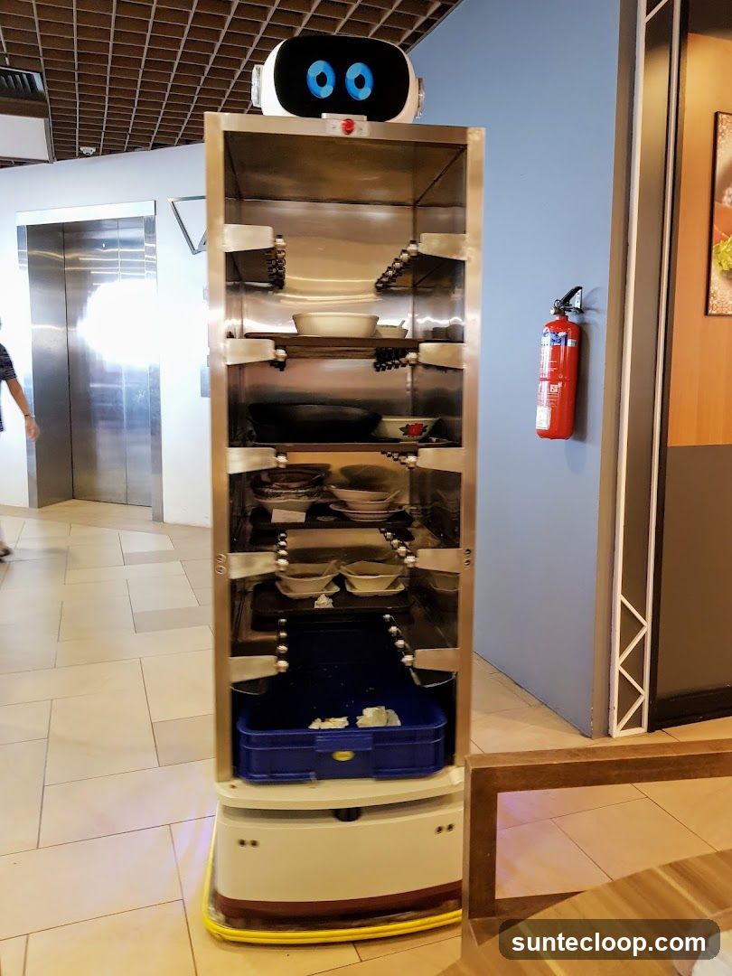 Robot server with dishes