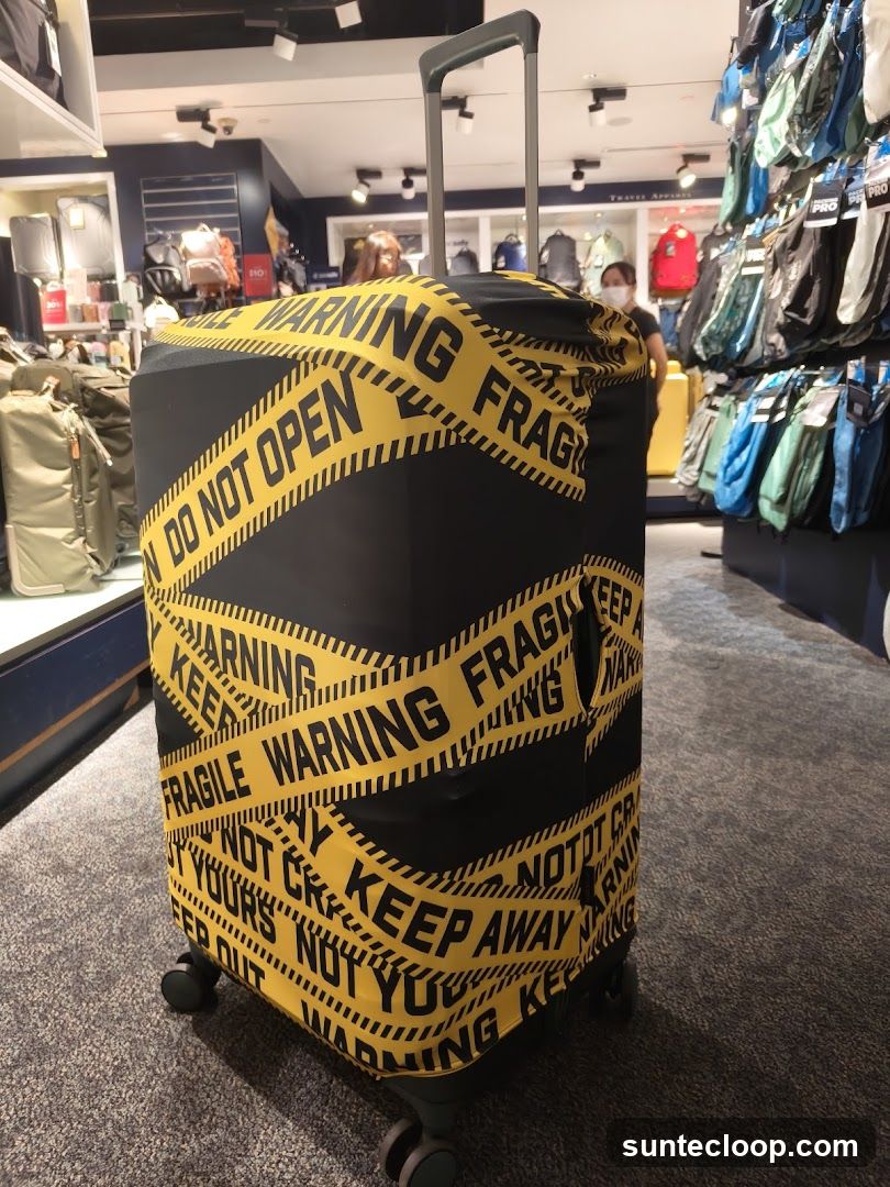 Luggage Cover with Warning Tape Design
