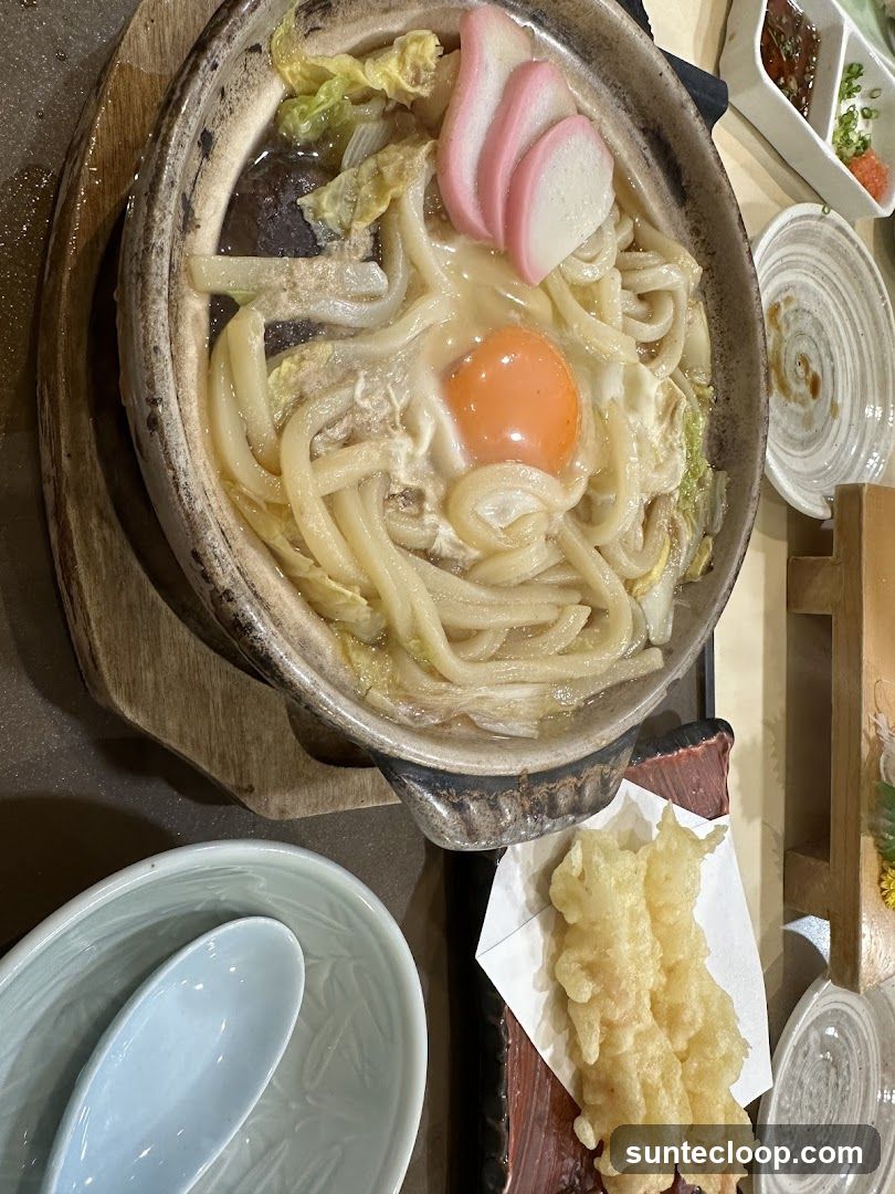 Udon Noodle Soup with Egg and Tempura