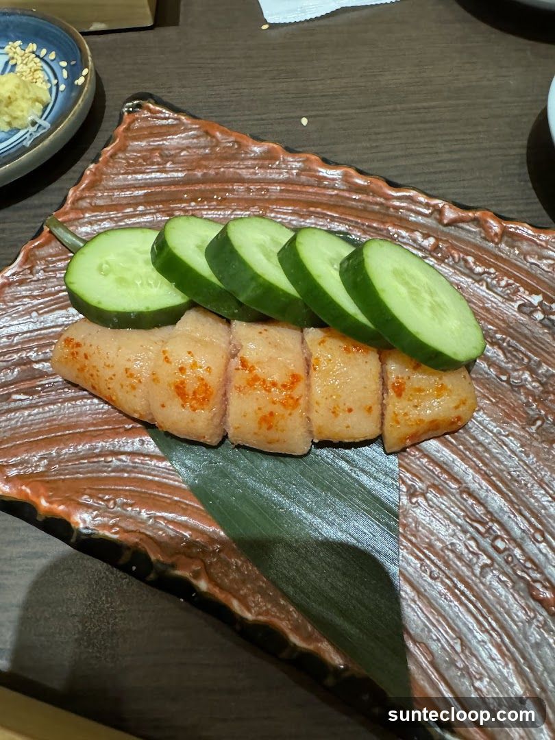 Spicy Cod Roe with Cucumber Slices