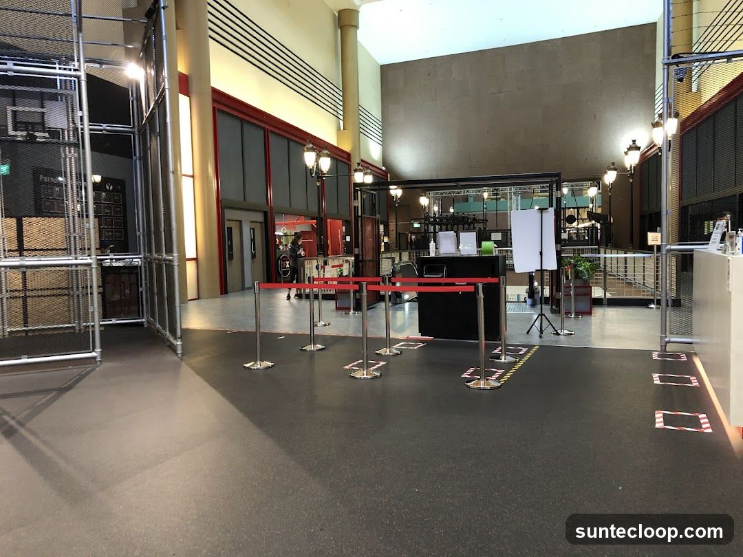 Indoor space with social distancing markers