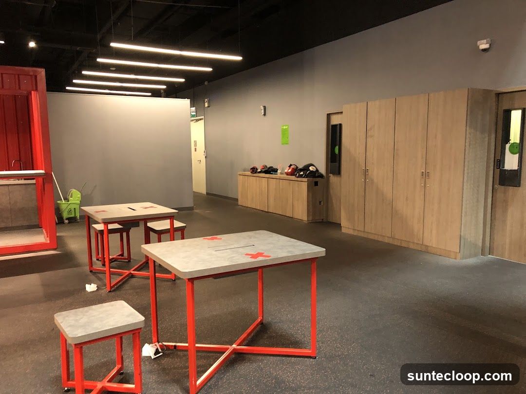 Gym Interior with Lockers and Tables