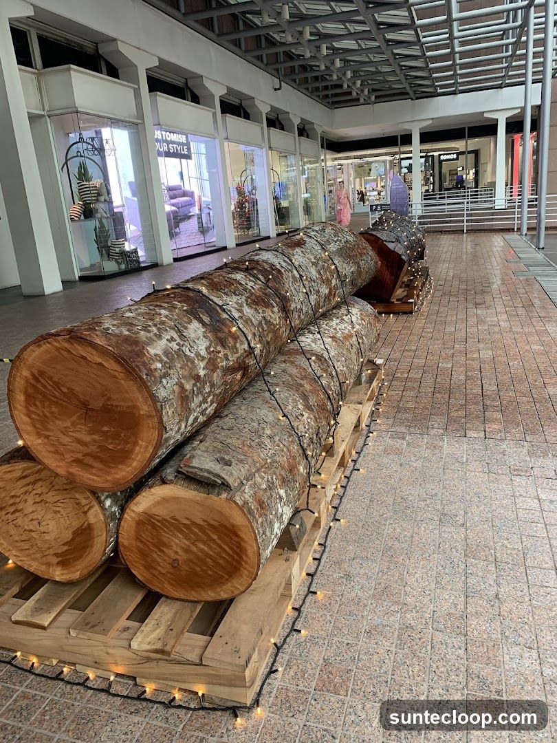 Logs decorated with lights