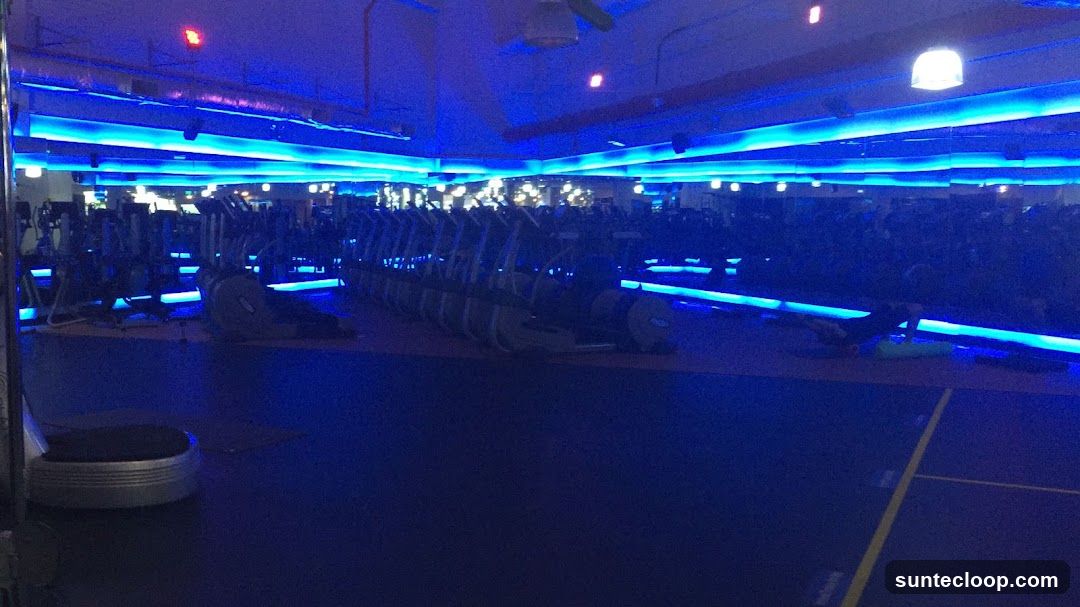 Gym Interior with Blue Lighting