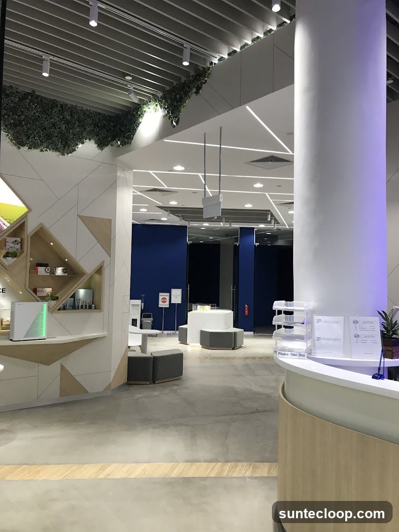Modern Interior with Display Shelves and Seating