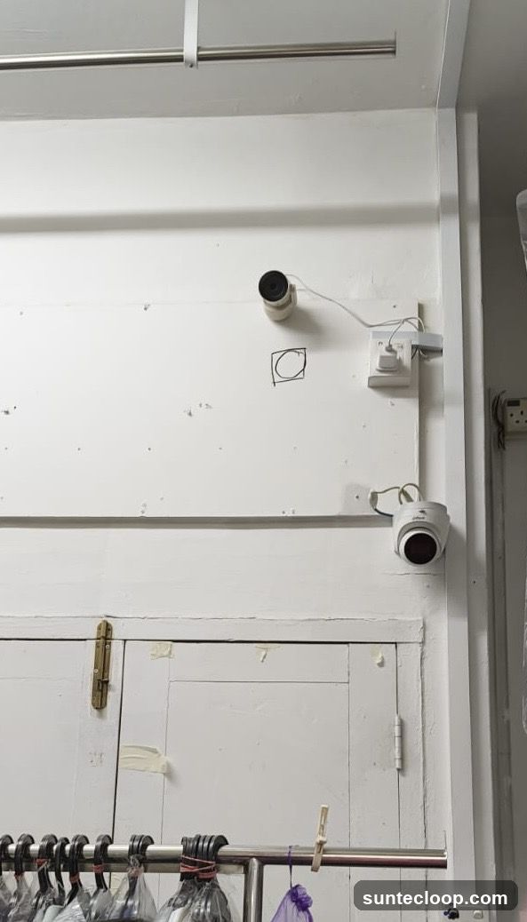 Security Cameras and Clothing Rack