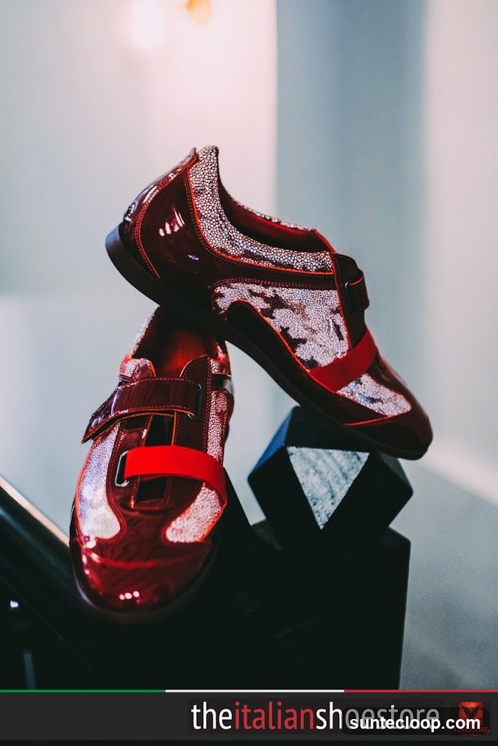 Red sequined sneakers