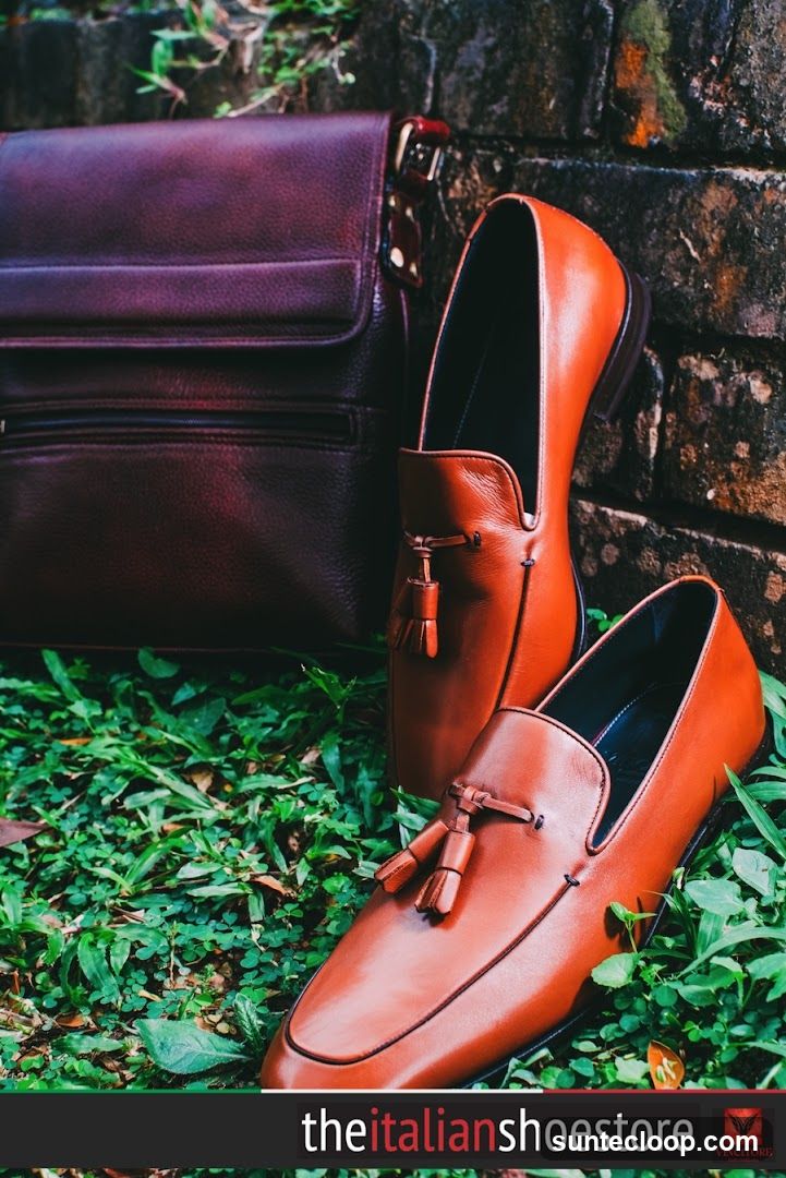 Brown Leather Loafers and Bag
