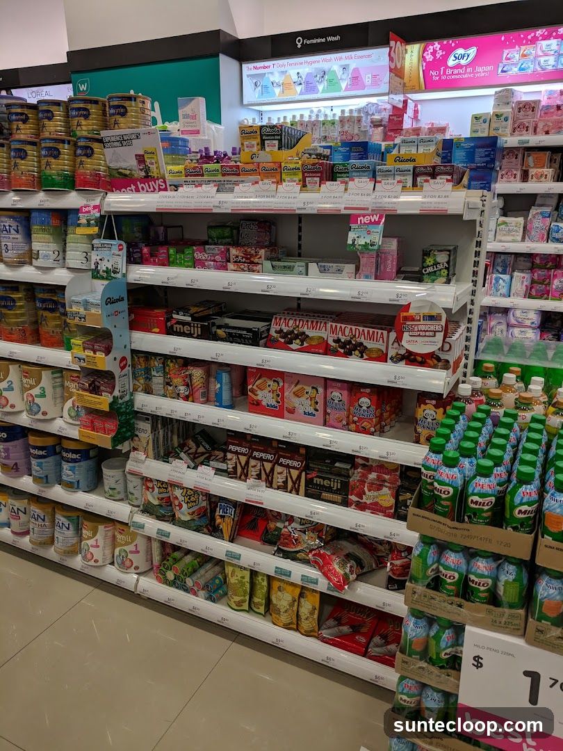 Aisle of health and snack products