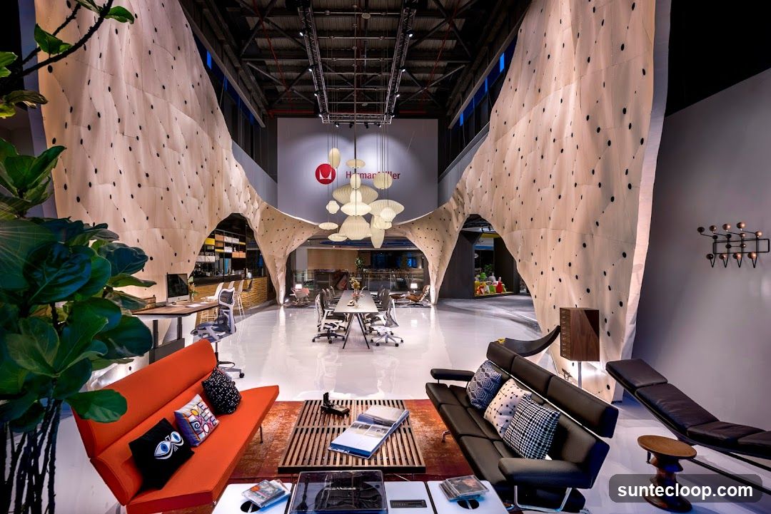 Modern Office Interior with Unique Architectural Features