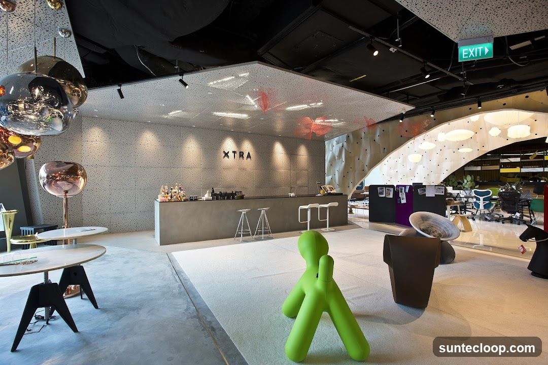 Modern Office Interior with Bar and Seating