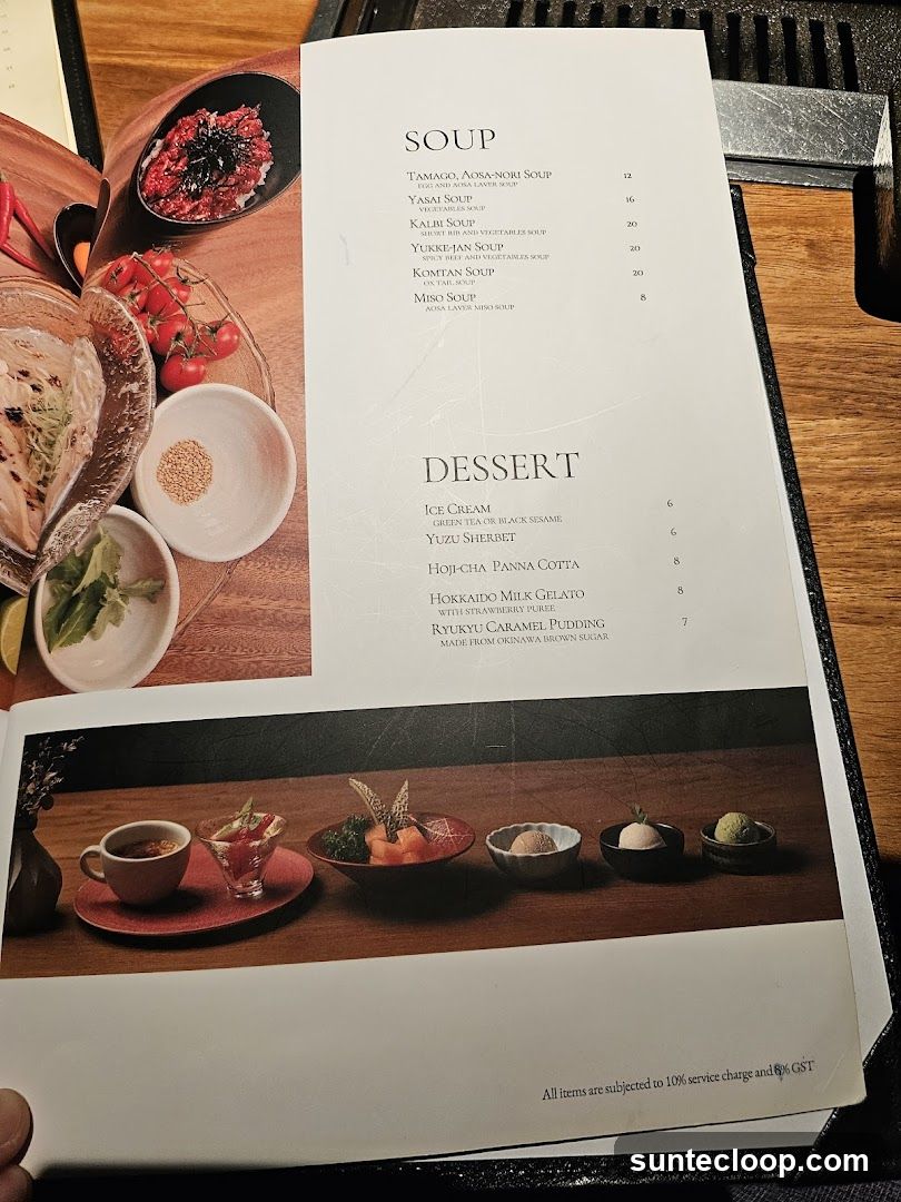 Soup and Dessert Menu