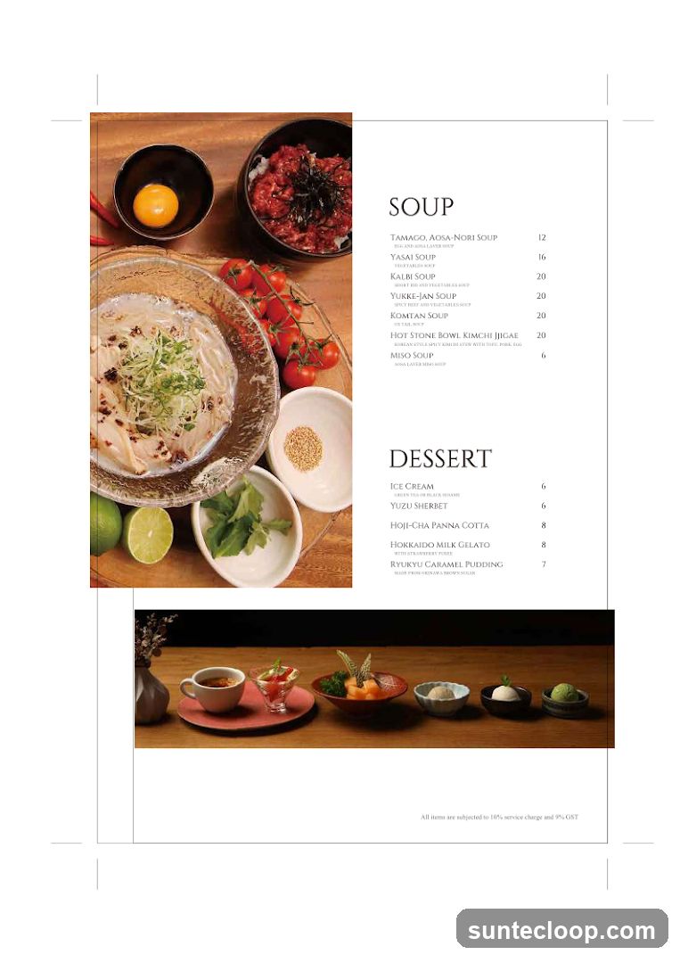 Soup and Dessert Menu