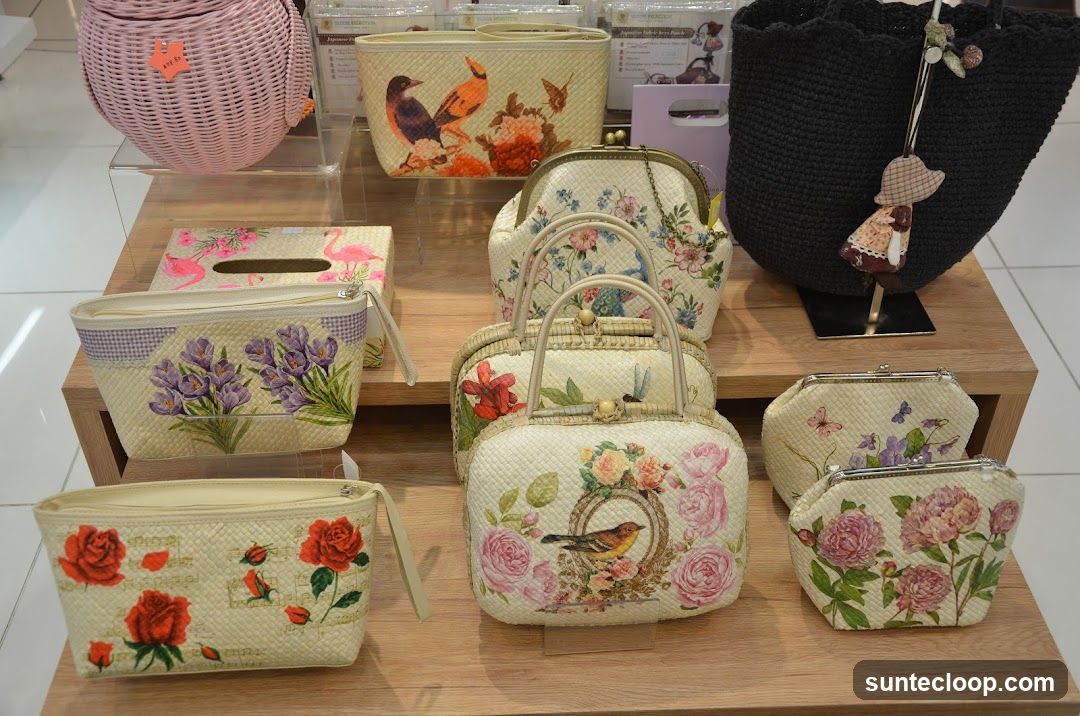 Assortment of Decorative Bags and Baskets