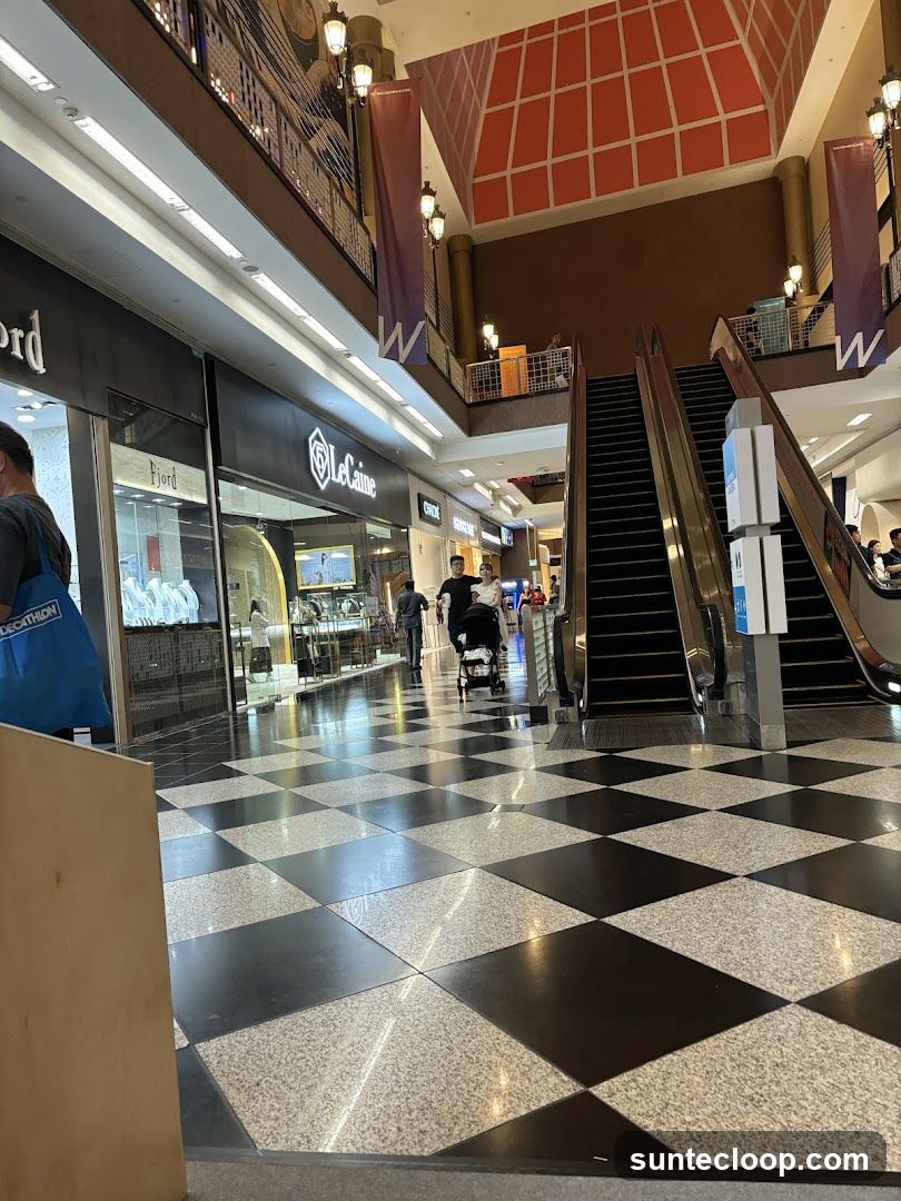 Shopping Mall Interior with Escalators