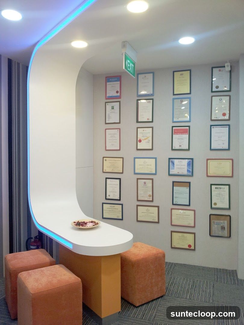 Office Reception Area with Certificates