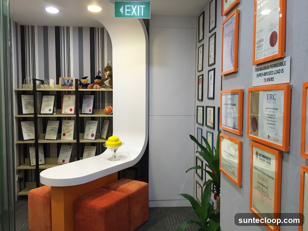 Office Reception Area with Certificates