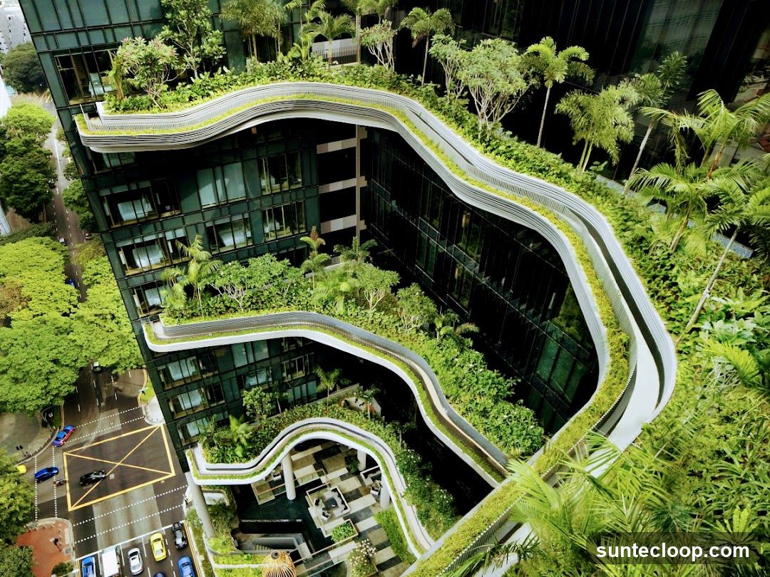 Modern Building with Green Terraces