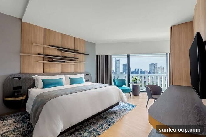 Modern Hotel Room with City View