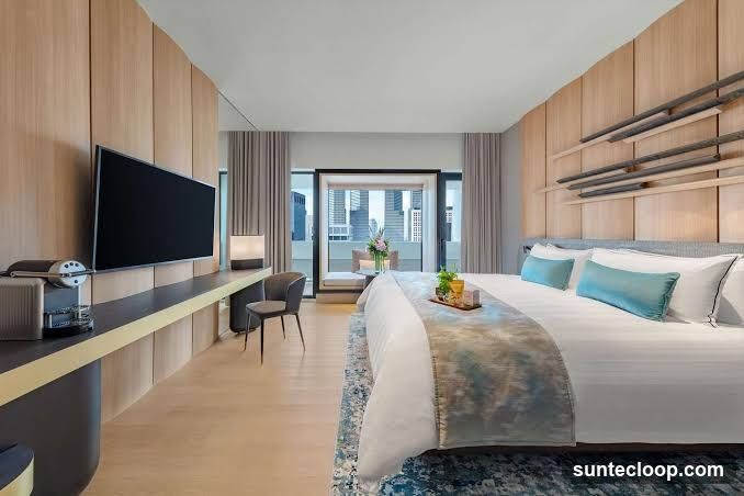 Modern Hotel Room with City View