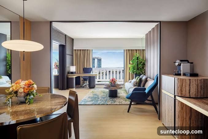 Modern Living Area with City View