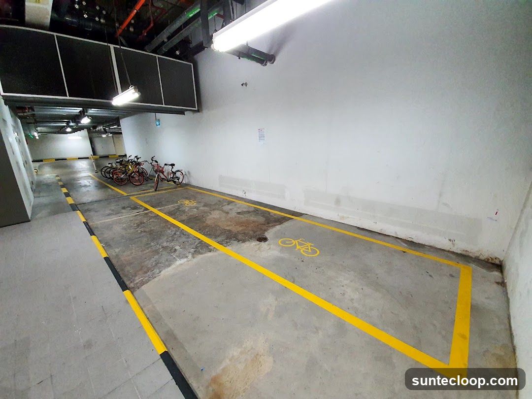 Bicycle parking area in a parking garage