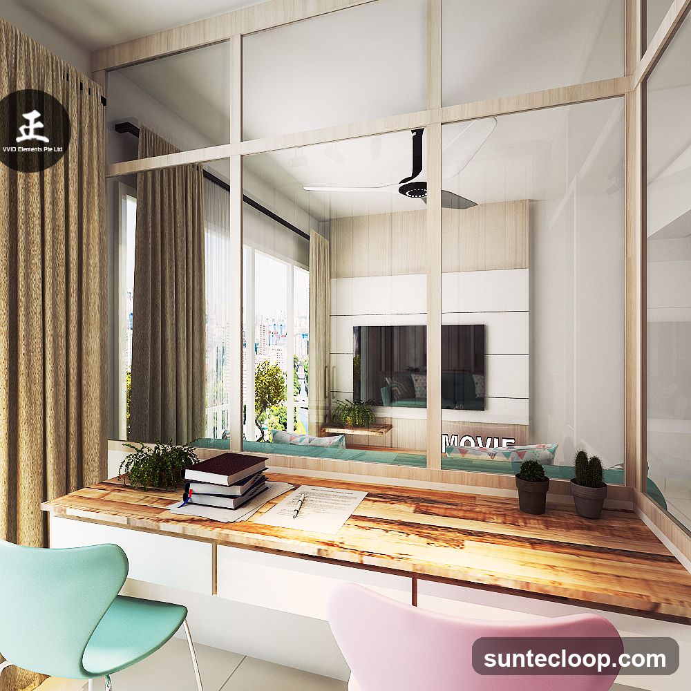 Modern Home Office with City View