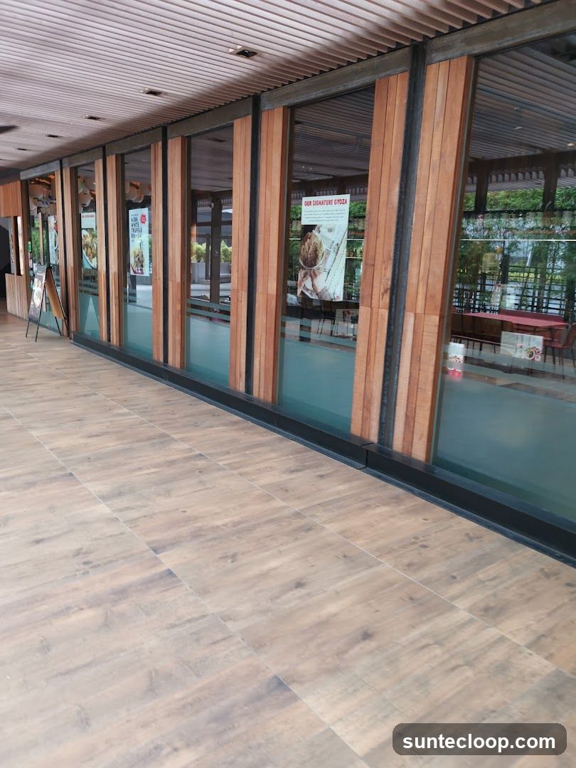 Restaurant Exterior with Advertisements