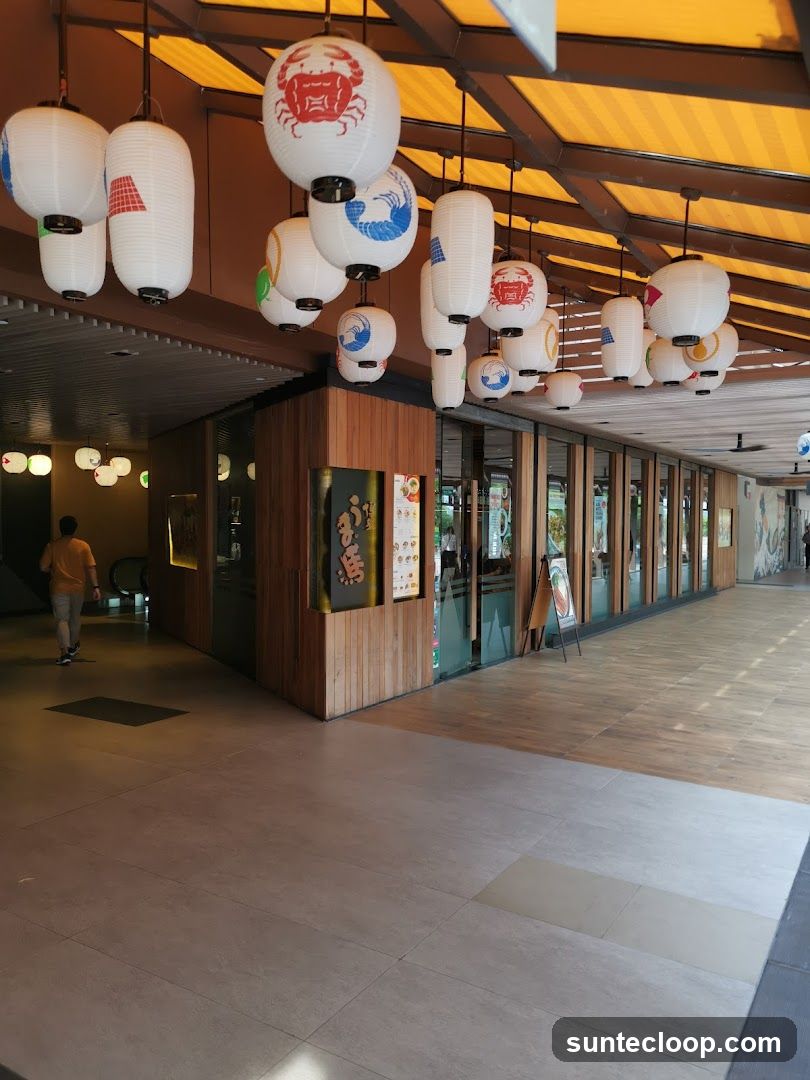 Japanese Restaurant Exterior with Lanterns
