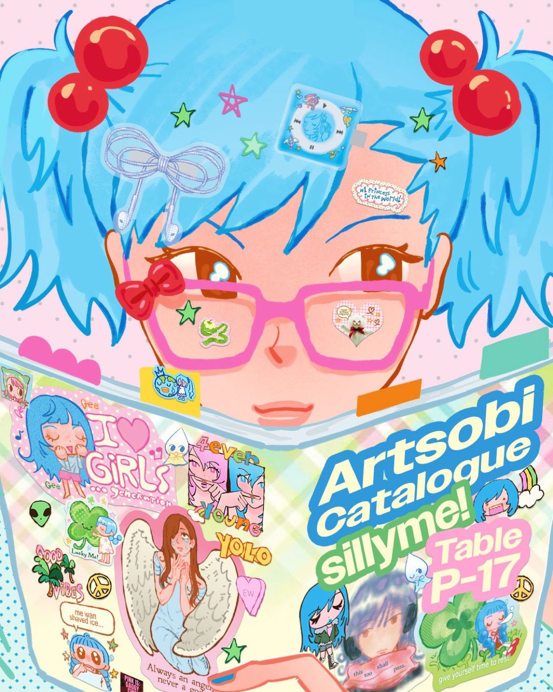 Print and merch catalogue for an Artsobi Tiny Forest table at Suntec Hall 404 and 405